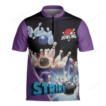 10 Pins Strike Purple Bowling Jersey Shirt