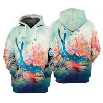 Diving Water Color Coral Reef All Over Print