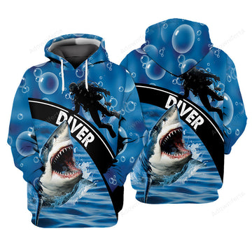 Diving With Shark All Over Print