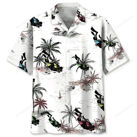 scuba diving coconut hawaiian shirt