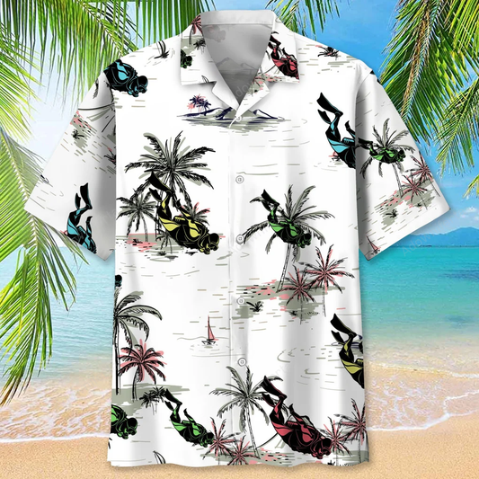 scuba diving coconut hawaiian shirt