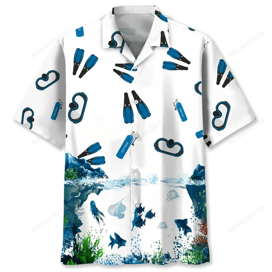 scuba diving lovers hawaiian shirt