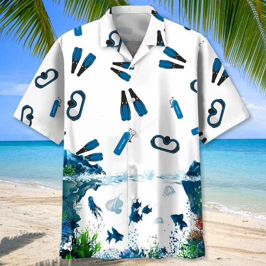 scuba diving lovers hawaiian shirt