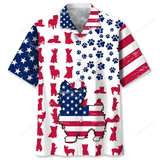 yorkie usa flag hawaiian shirt Dog