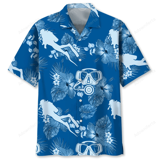 Scuba Diving blue Hawaiian Shirt