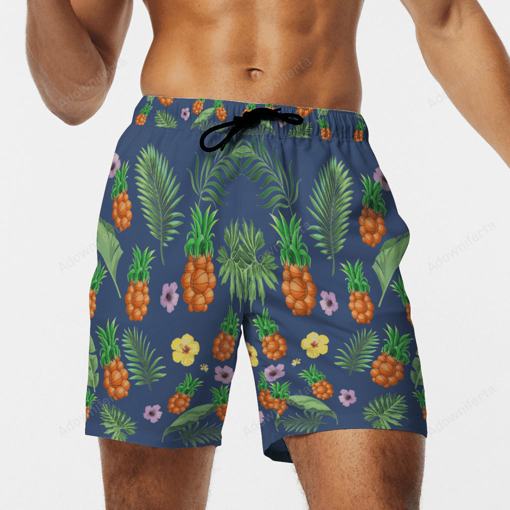 basketball pineapple beach hawaiian shorts