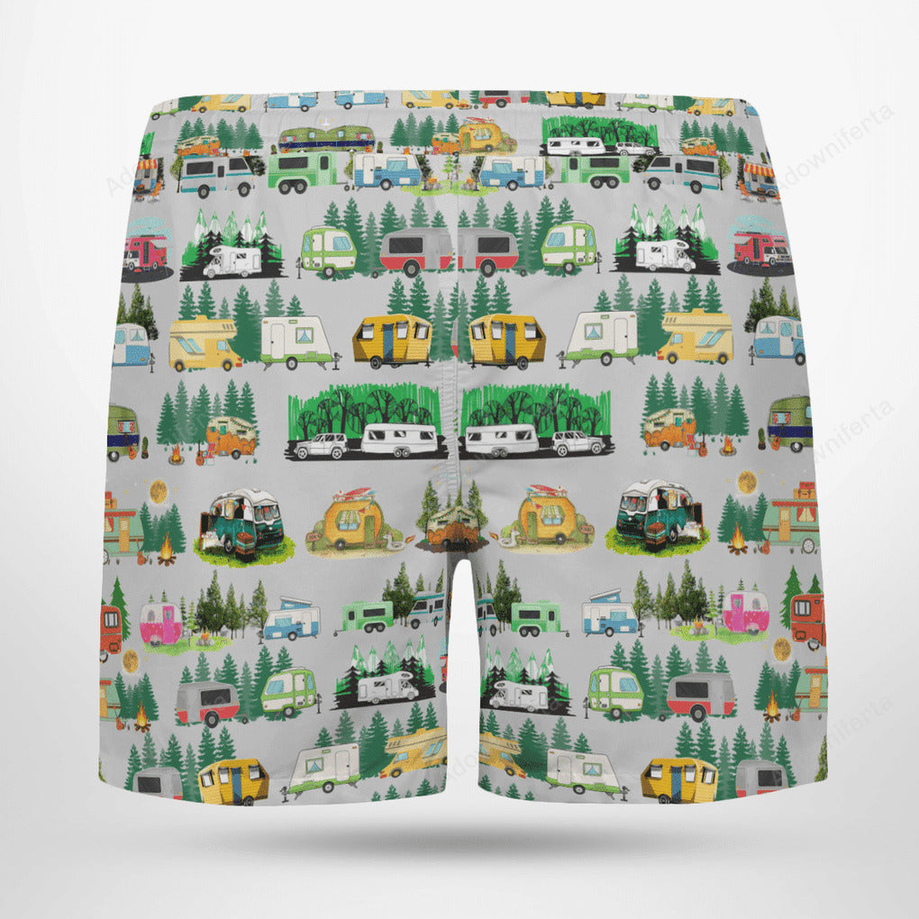 Camping Lovers Beach Hawaiian Shorts