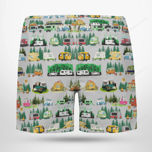 Camping Lovers Beach Hawaiian Shorts