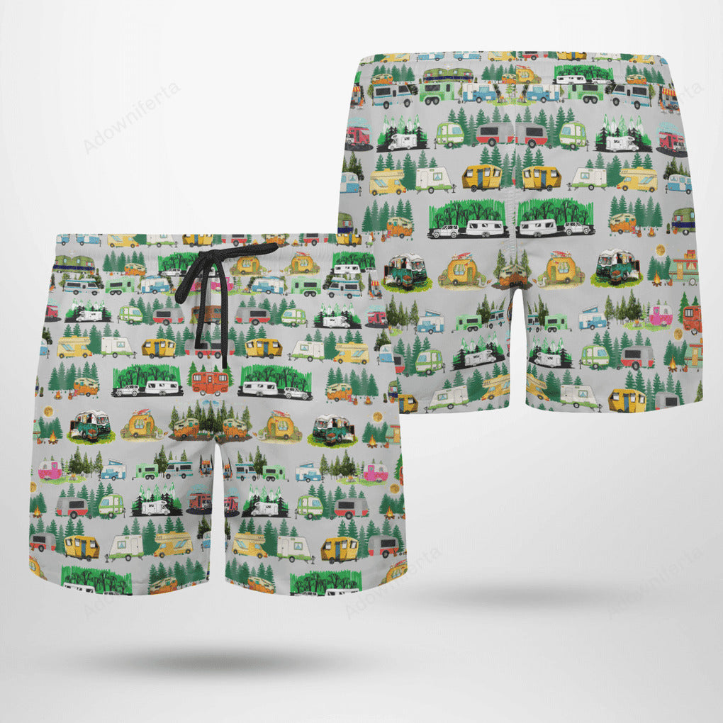 Camping Lovers Beach Hawaiian Shorts