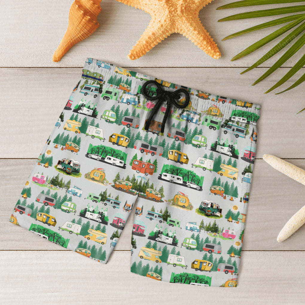 Camping Lovers Beach Hawaiian Shorts