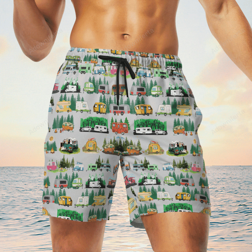 Camping Lovers Beach Hawaiian Shorts