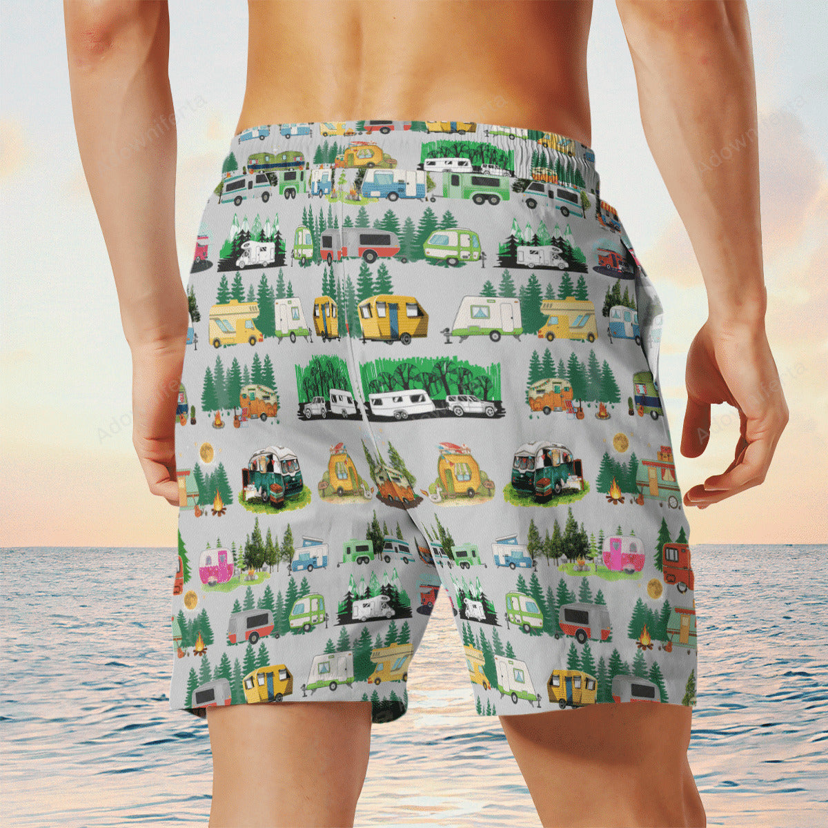 Camping Lovers Beach Hawaiian Shorts