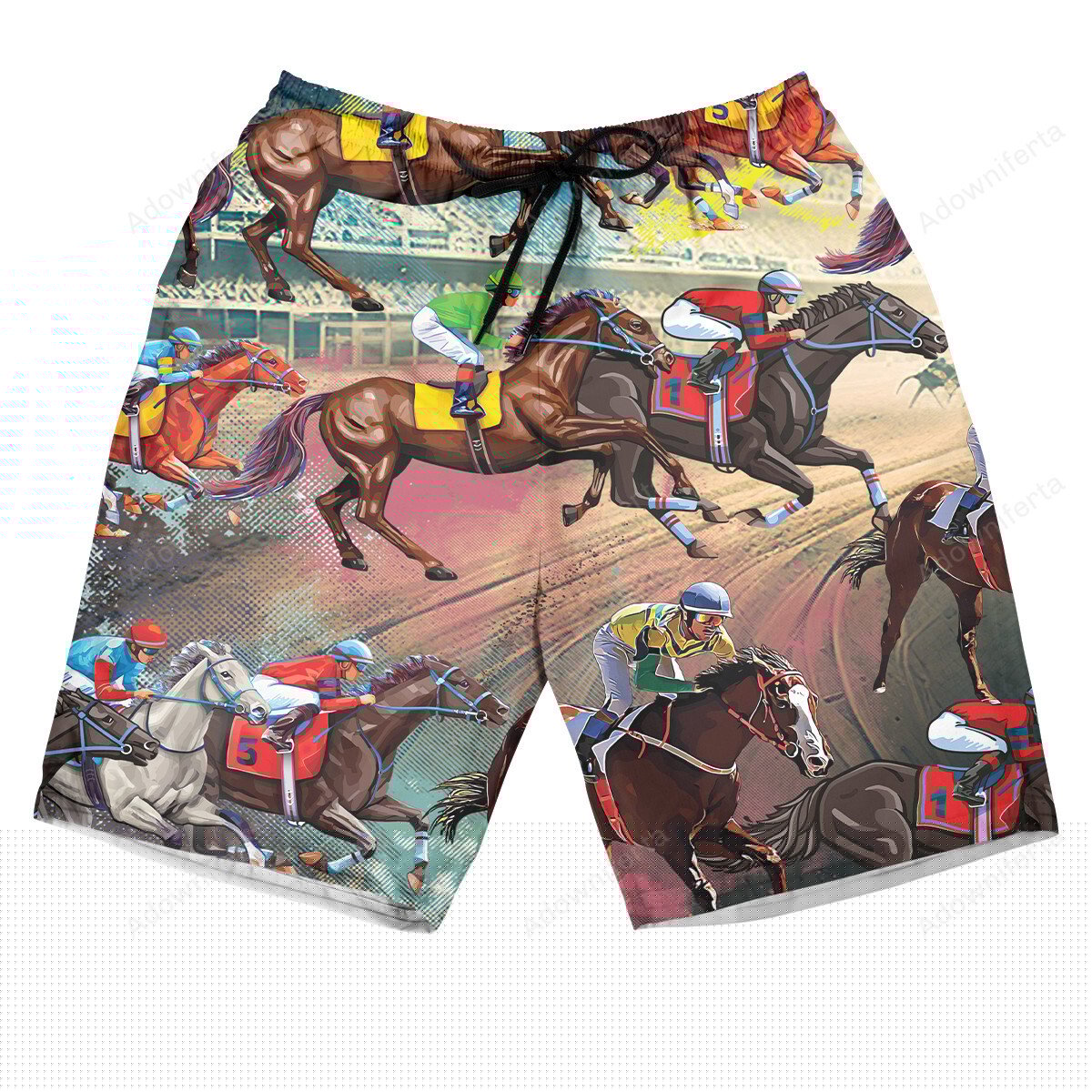 Horse Racing Color Hawaiian Shorts