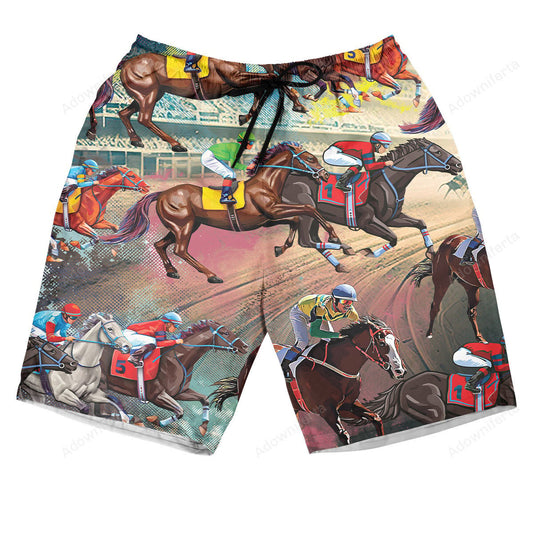 Horse Racing Color Hawaiian Shorts