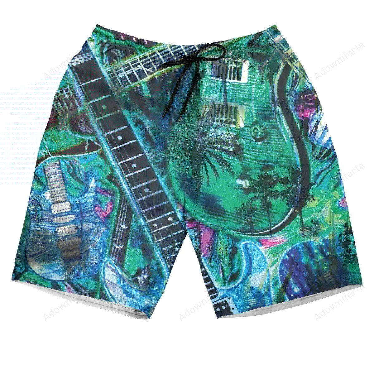 Guitar Tropical Hawaiian Shorts