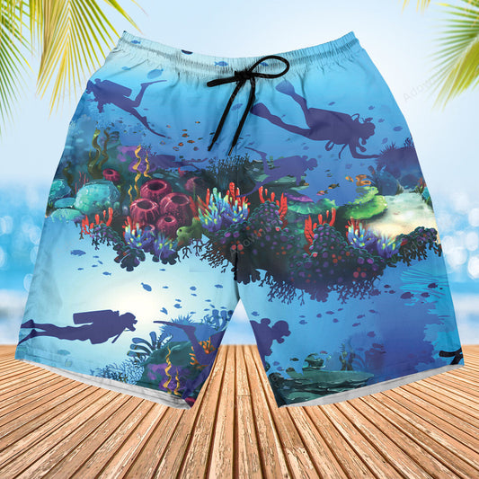 Scuba Diving Light Ocean Hawaiian Shorts