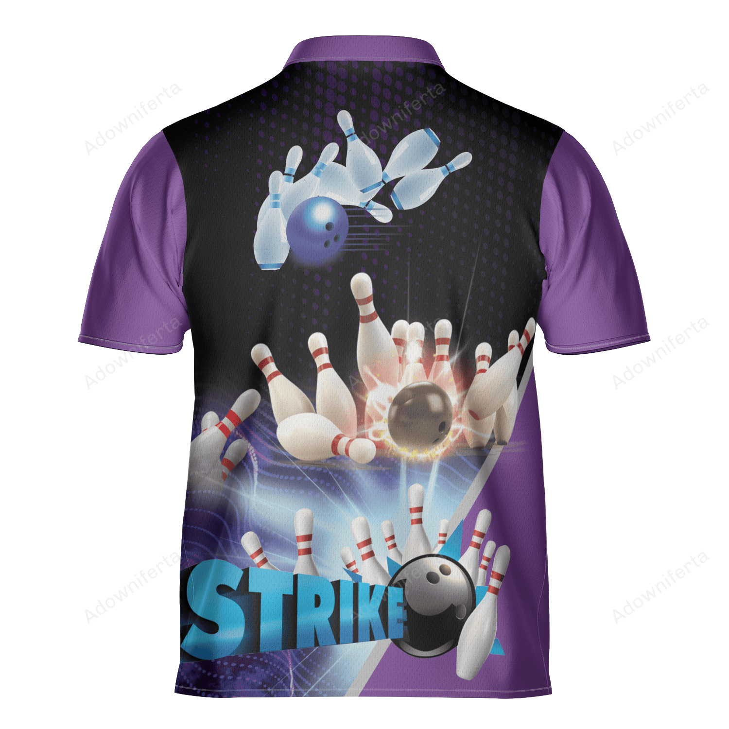 10 Pins Strike Purple Bowling Jersey Shirt