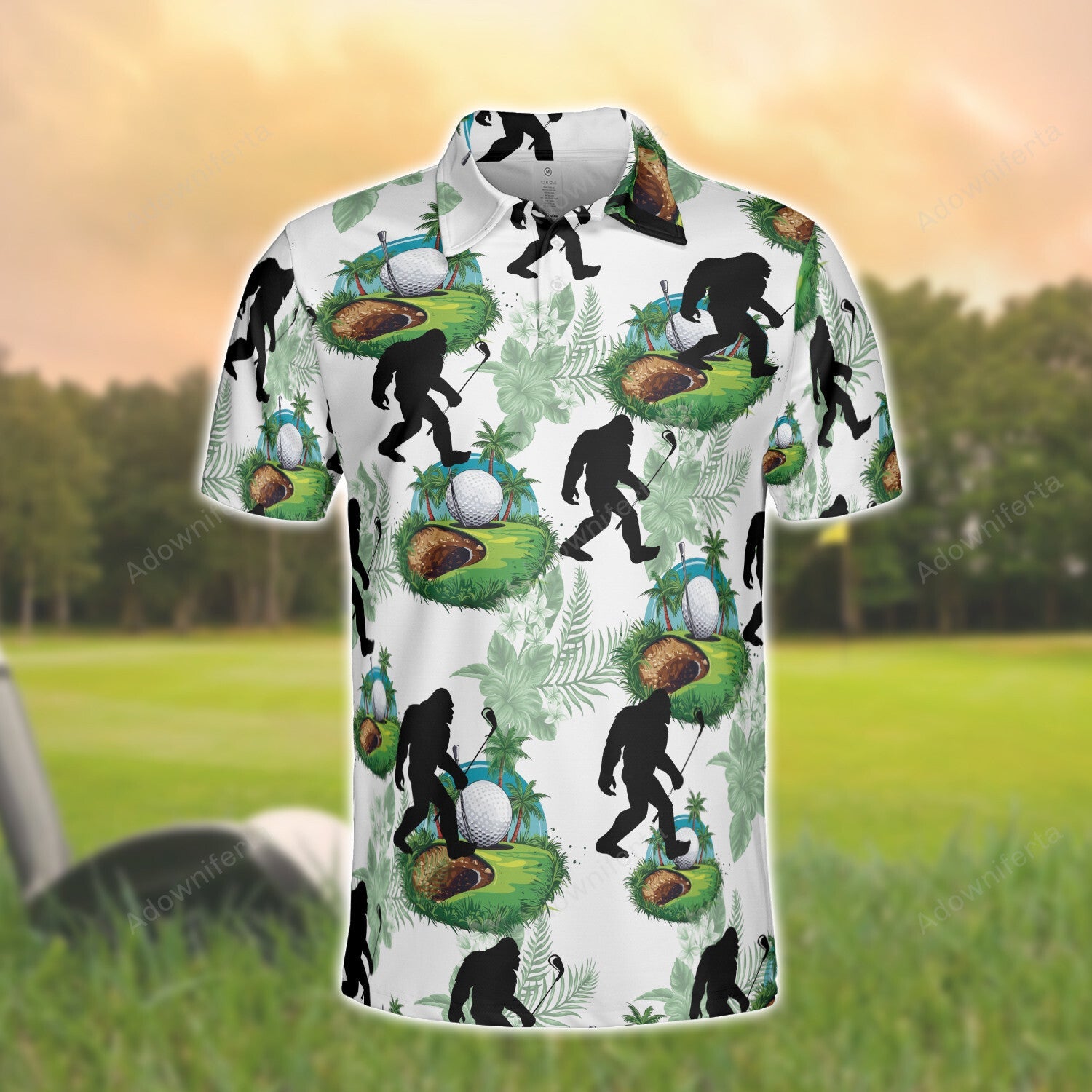 Funny Bigfoot Golf Polo Shirt For Men