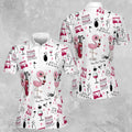 Flamingo Golf And Wine Polo Shirt For Women