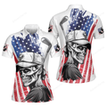 American Flag Skull Girl Golf Polo Shirt For Women