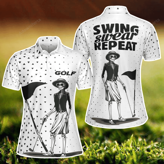 Swing, Swear, Repeat Golf Polo Shirt For Women