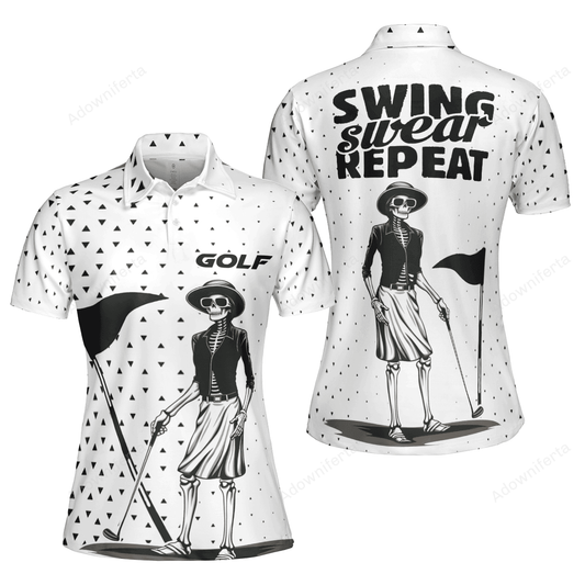 Swing, Swear, Repeat Golf Polo Shirt For Women