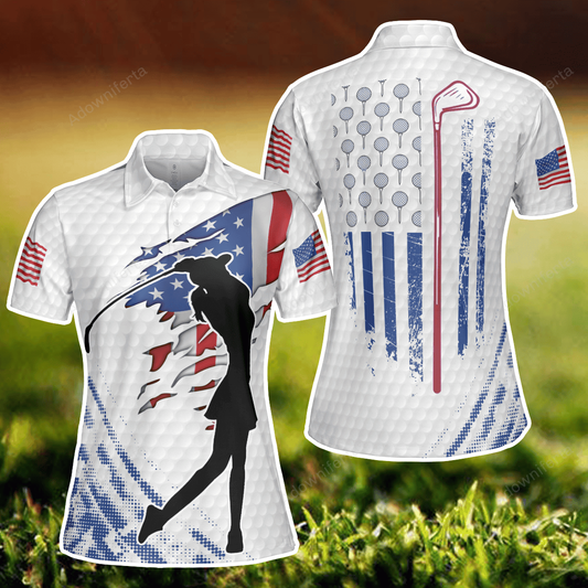 4th of July Golf Polo Shirt For Women