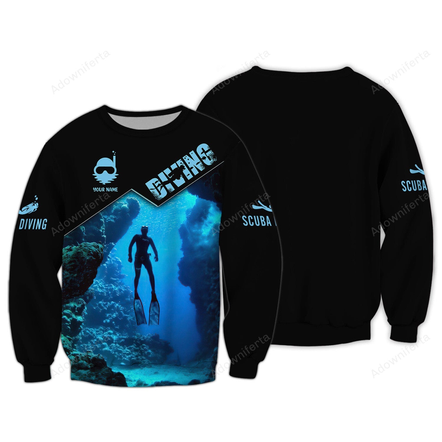 Custom Scuba Diving Ocean All Over Print Shirt