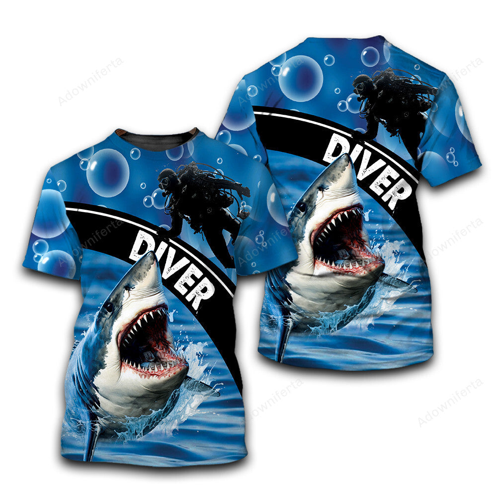 Diving With Shark T-Shirt For Men & Women