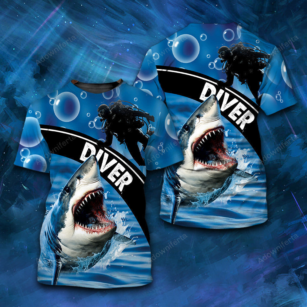 Diving With Shark T-Shirt For Men & Women