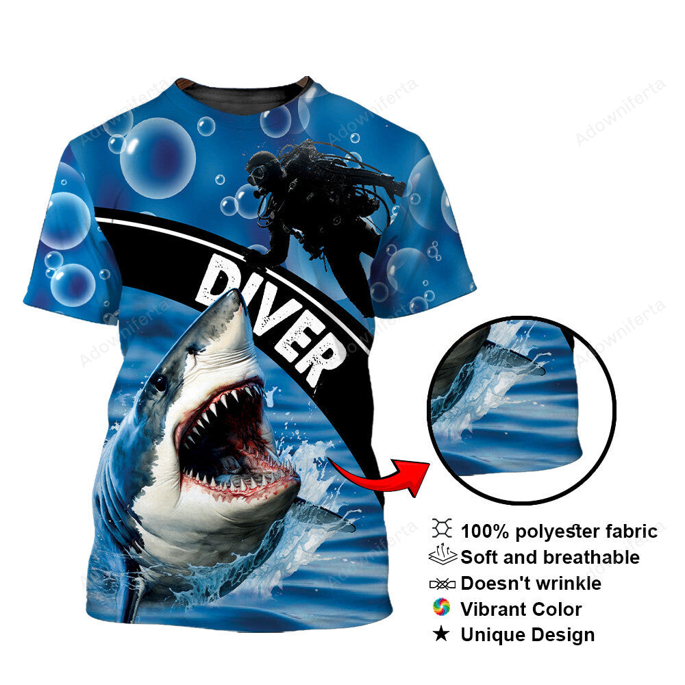 Diving With Shark T-Shirt For Men & Women