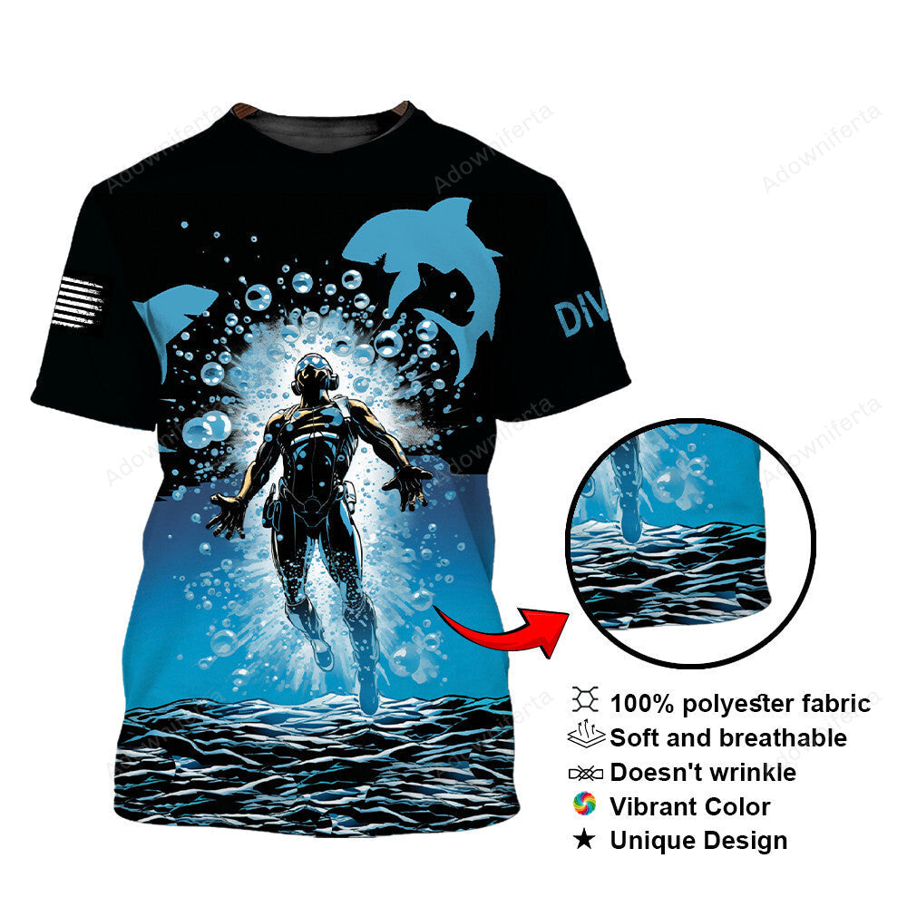Diving With Dolphins T-Shirt For Men & Women