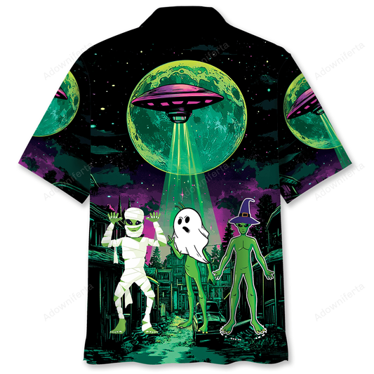Alien Halloween Horror Boo Hawaiian Shirt