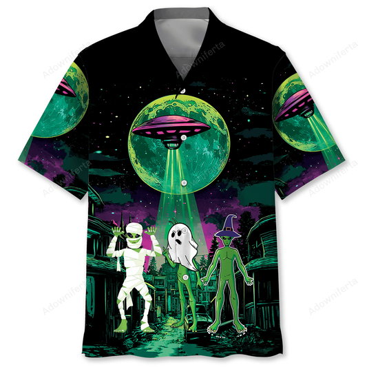 Alien Halloween Horror Boo Hawaiian Shirt