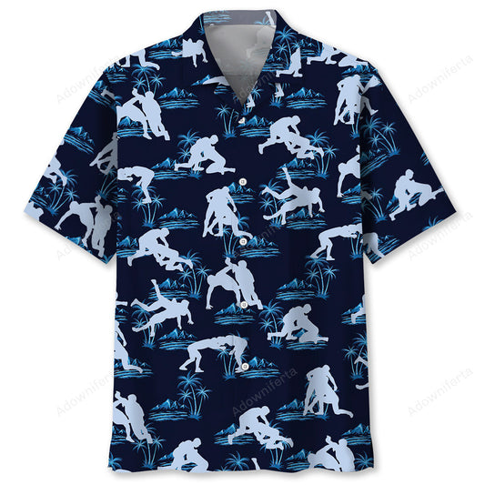 Blue Wrestling Hawaiian Shirt