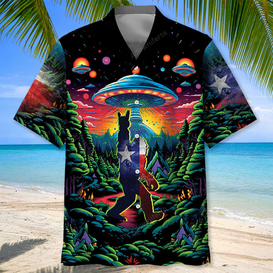 Alien Bigfoot Texas State Hawaiian Shirt