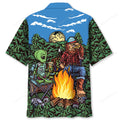 Alien Bigfoot Campfire Night Hawaiian Shirt