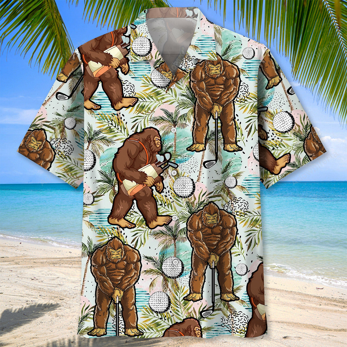 Funny Bigfoot Golf Player Hawaiian Shirt
