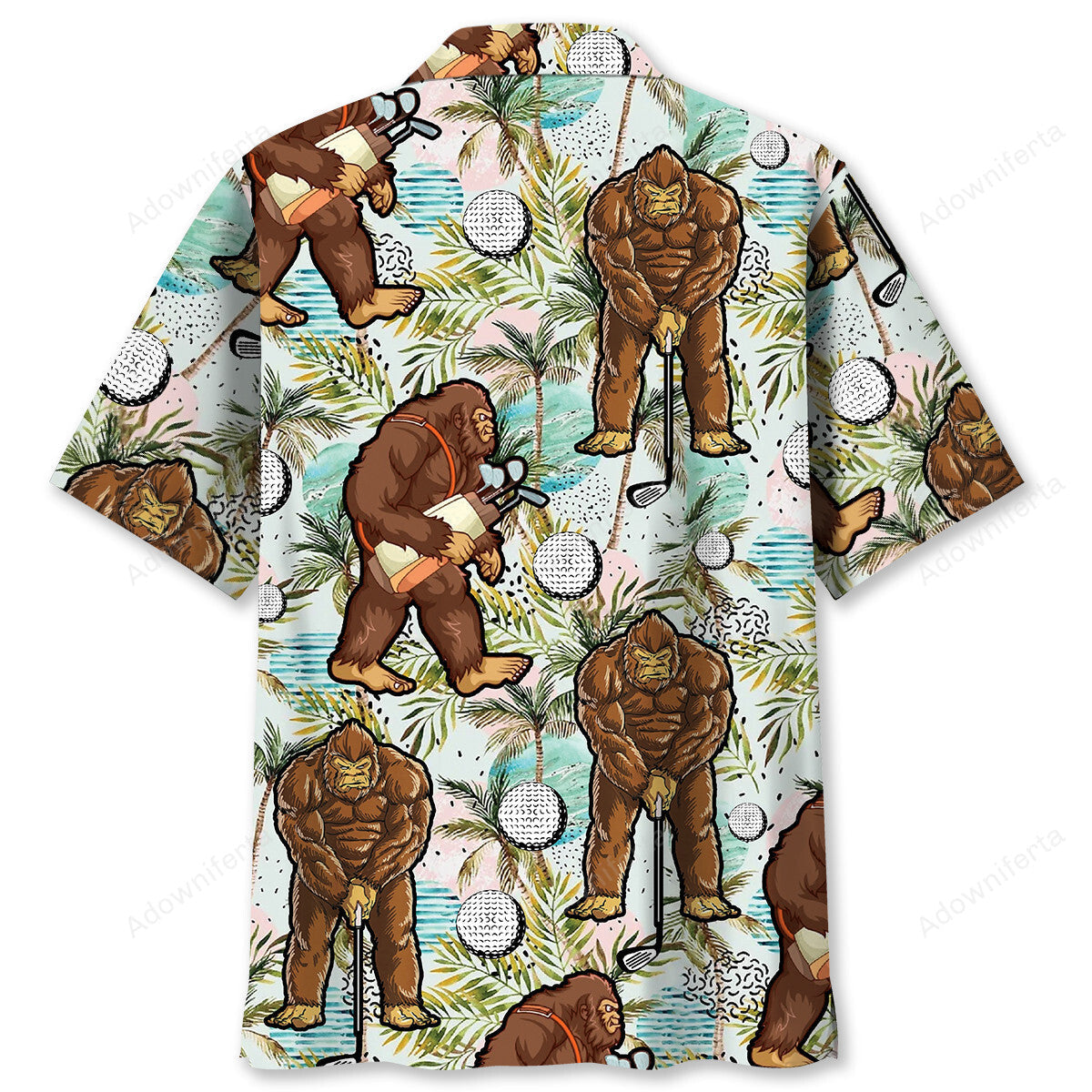 Funny Bigfoot Golf Player Hawaiian Shirt