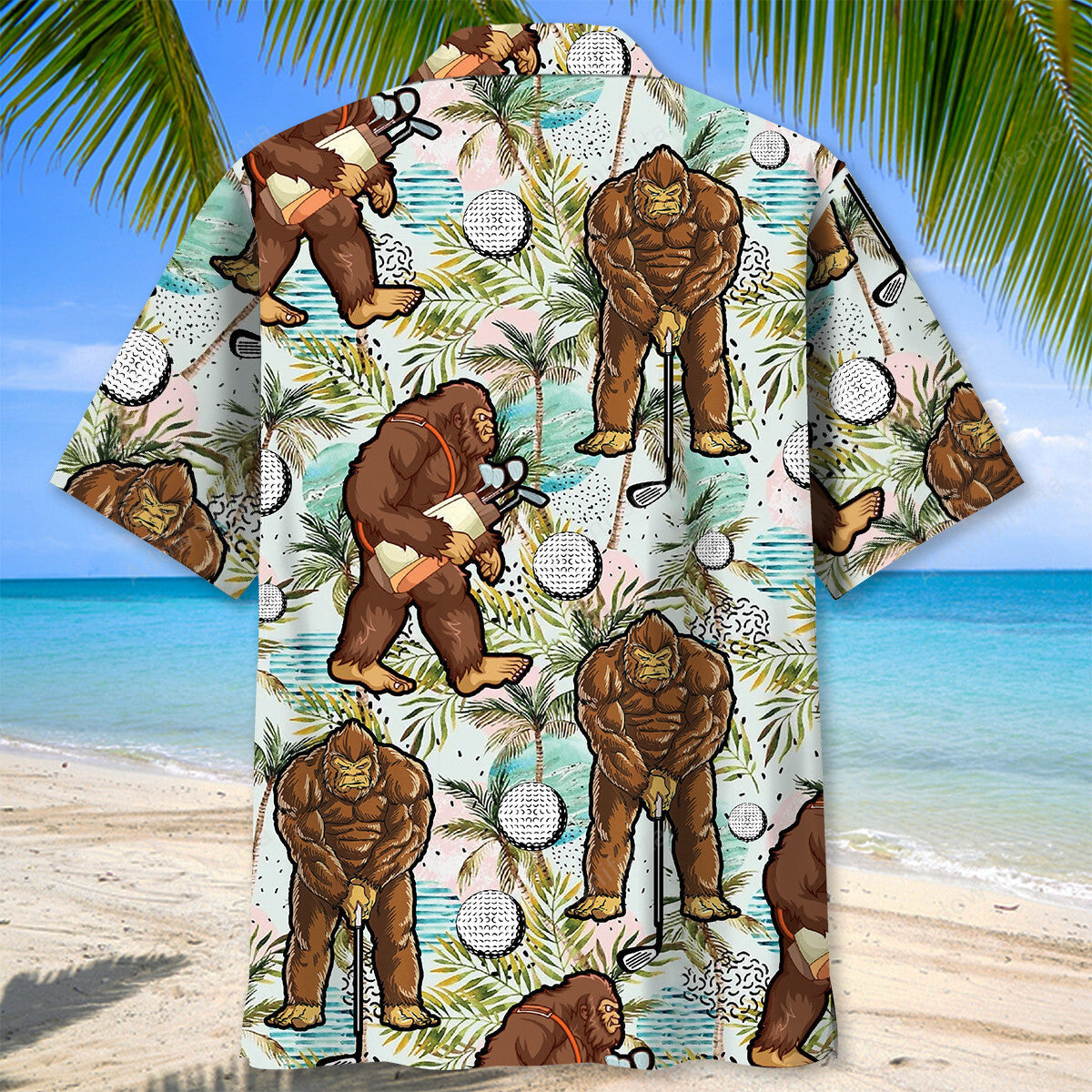 Funny Bigfoot Golf Player Hawaiian Shirt