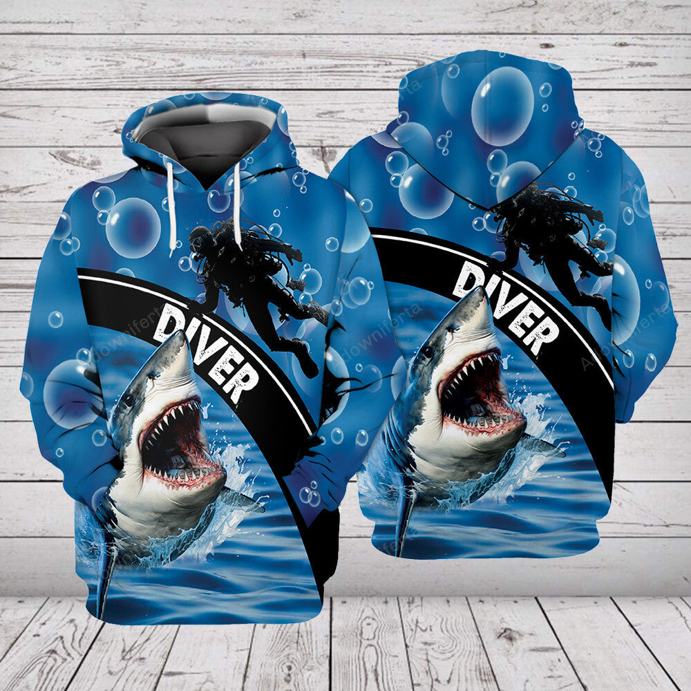 Diving With Shark All Over Print