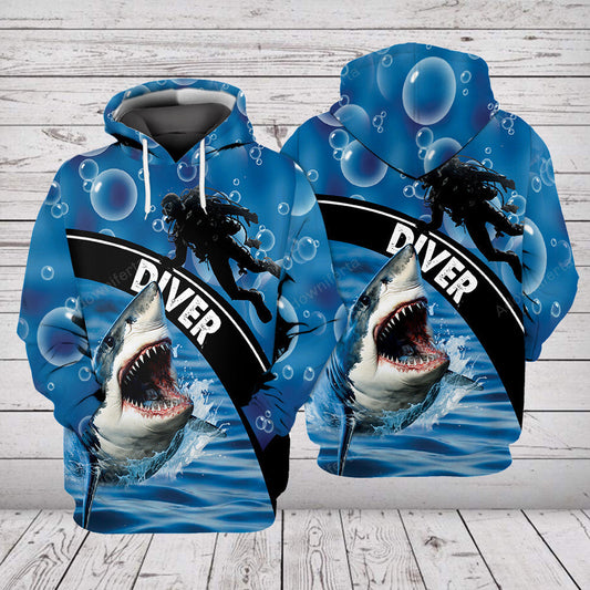 Diving With Shark All Over Print