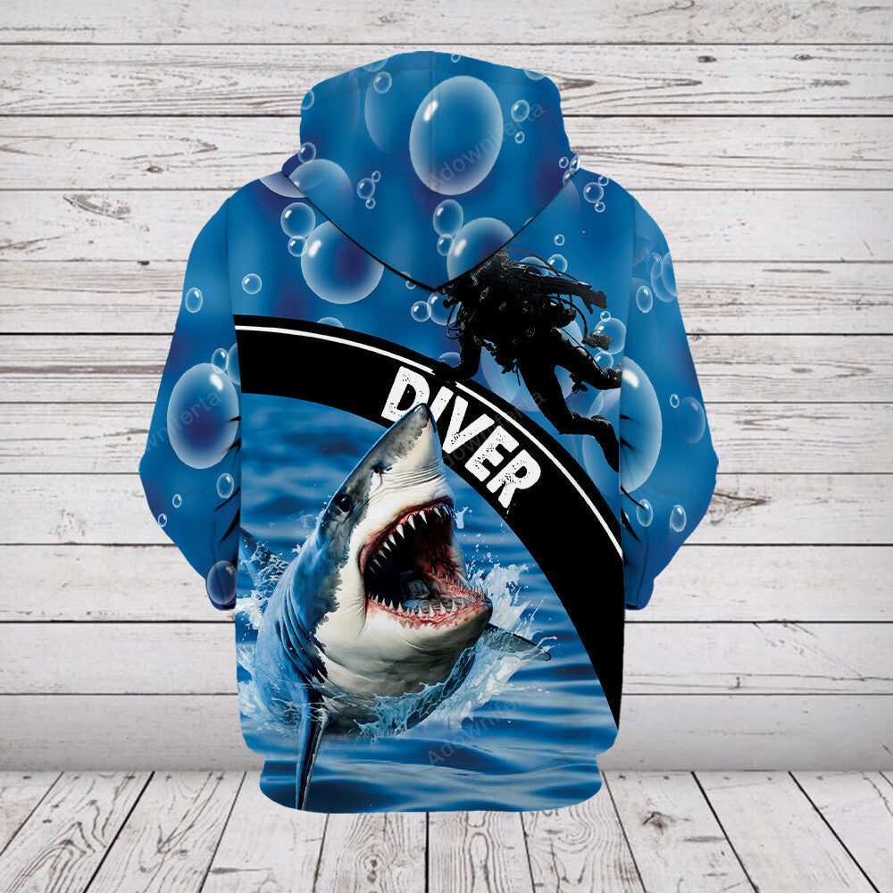 Diving With Shark All Over Print
