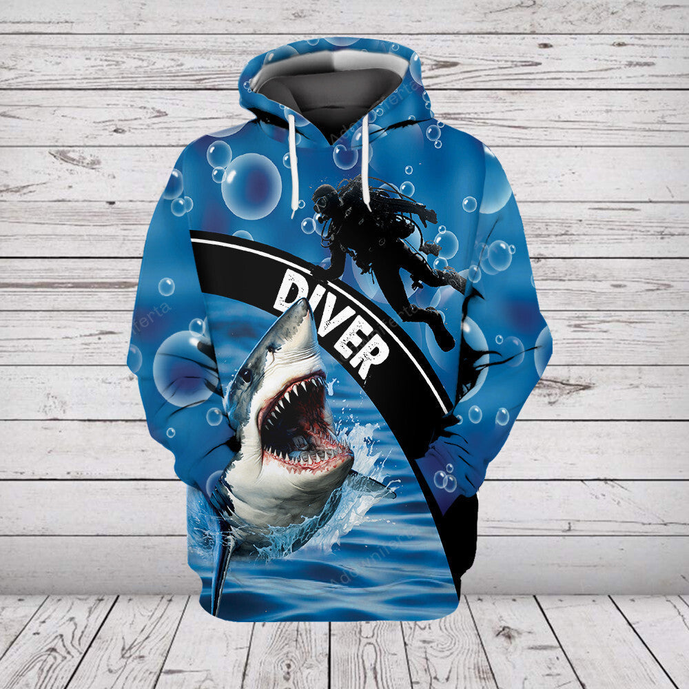 Diving With Shark All Over Print