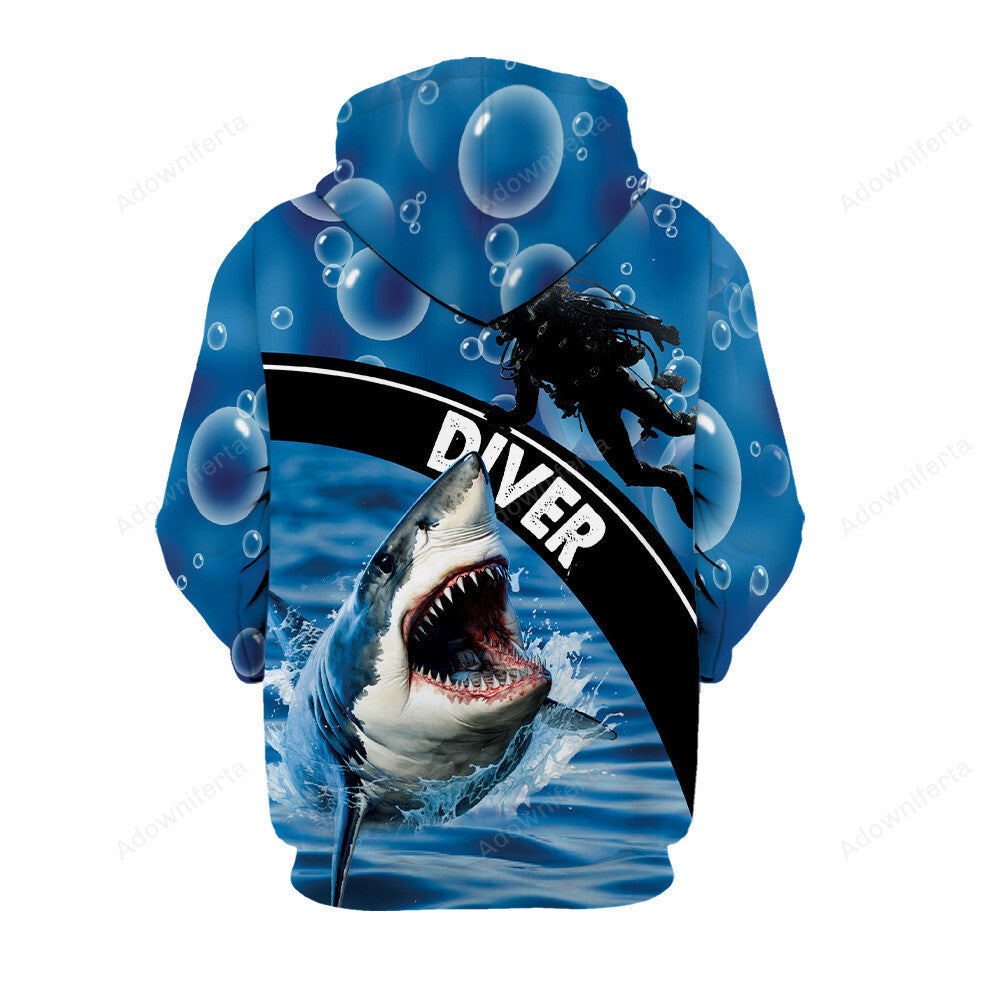 Diving With Shark All Over Print