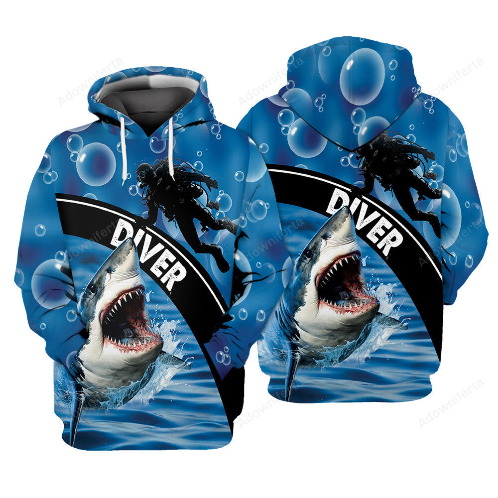 Diving With Shark All Over Print
