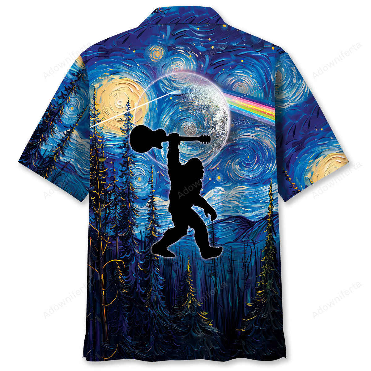 Bigfoot Guitar Starry Night Hawaiian Shirt