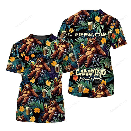 Camping Drunk Bear T-Shirt For Men & Women
