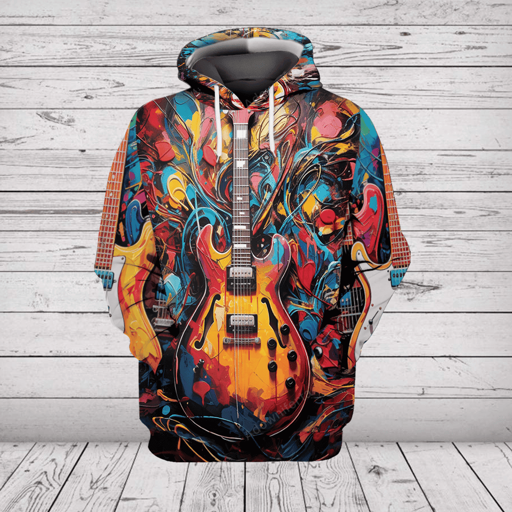 Abstract Guitar Hoodie All Over Print