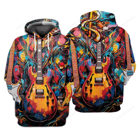 Abstract Guitar Hoodie All Over Print